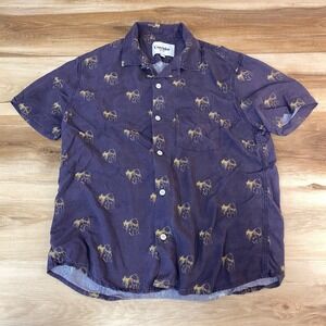 Corridor New York Mens Short Sleeve Button Down Shirt Medium All Over Kiss Print
